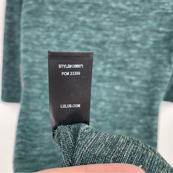 Lulu’s Chic Dark Green Modern Marl Bodycon Midi Dress Knit 3/4 Sleeve sz M - Picture 7 of 10